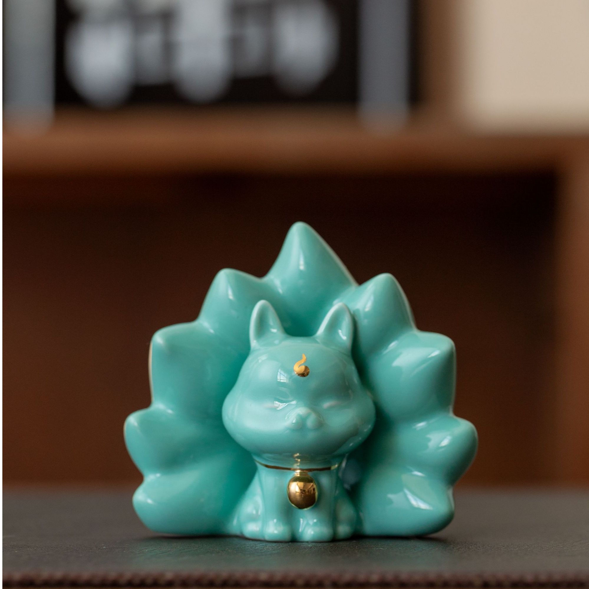 【西泠印社集团文创上新】绿松石釉描金线金络九尾狐高档中式茶具HF