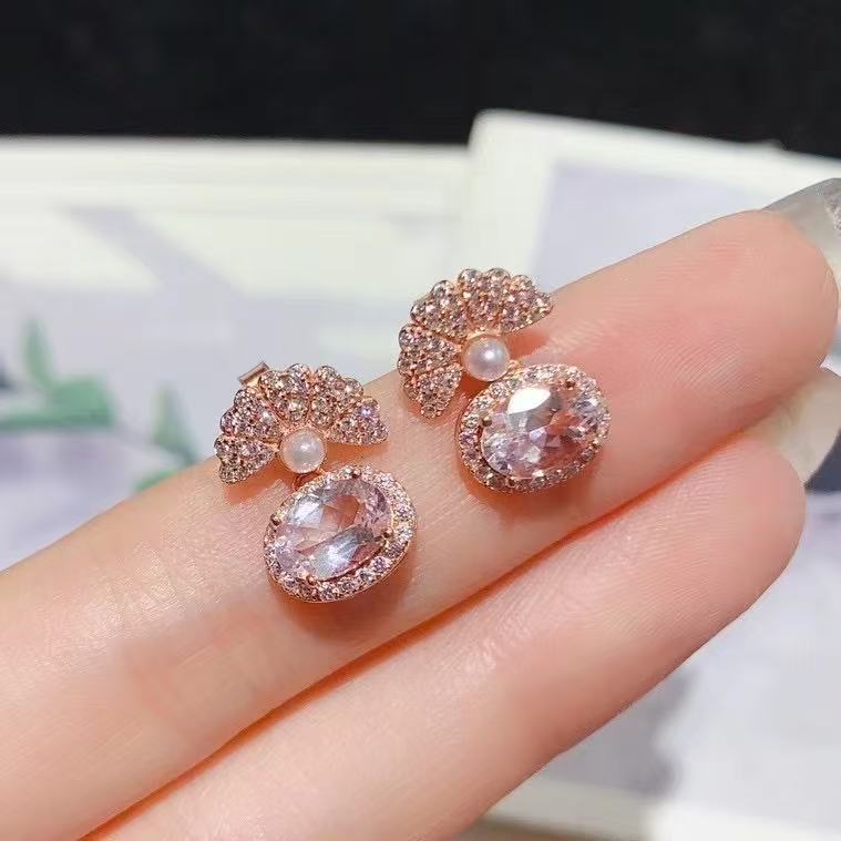 摩根石耳饰s925银精工甜美日韩日式女耳钉百搭时尚镶钻灵动