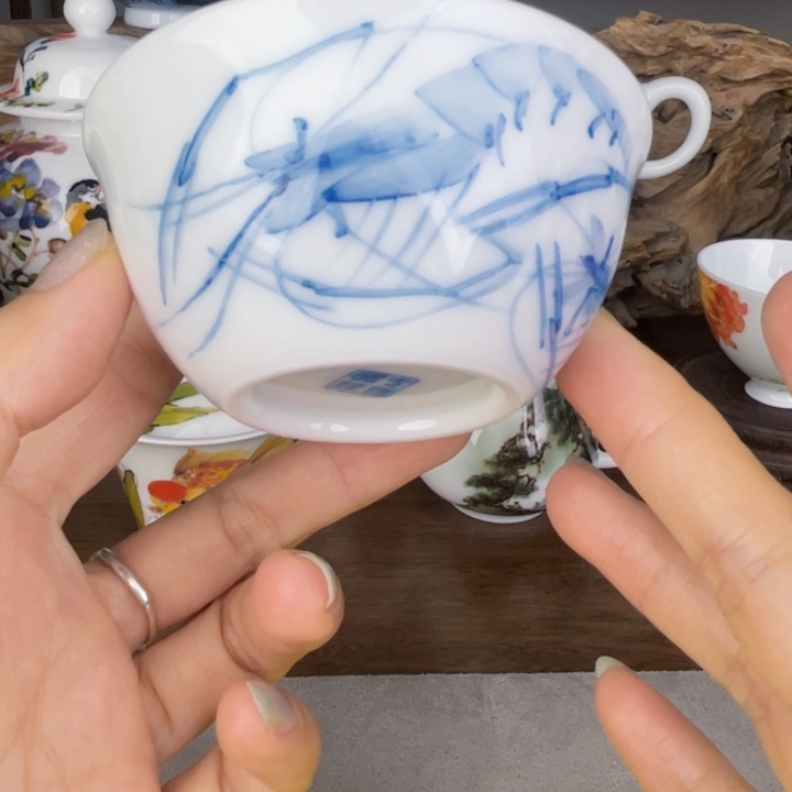 杯主人杯手绘釉下彩