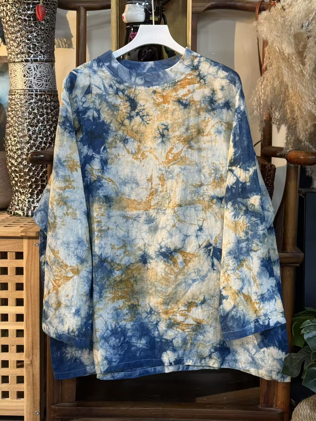 【云目悠悠】秋冬季新款女士汉麻扎染上衣-20251128