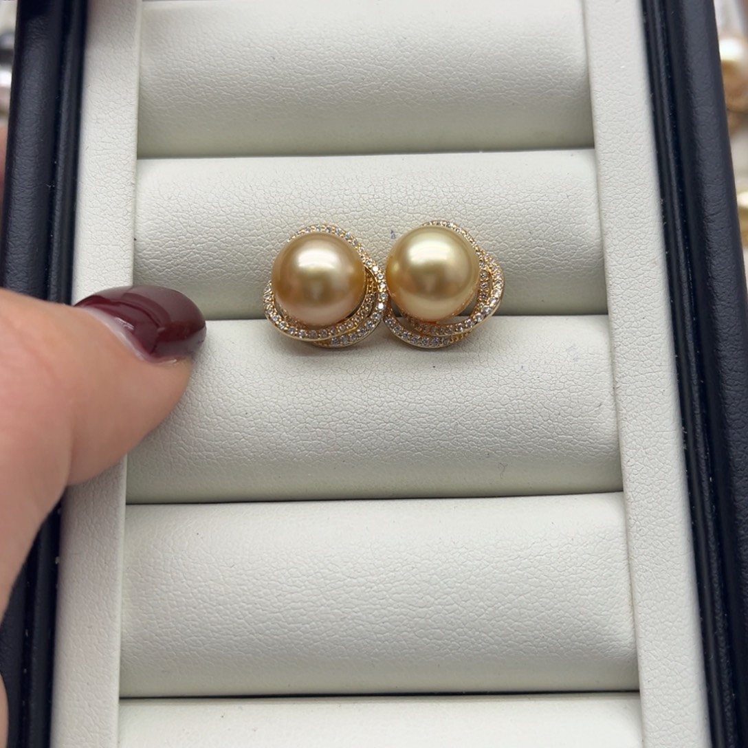 银S925镶嵌耳饰海水珍珠