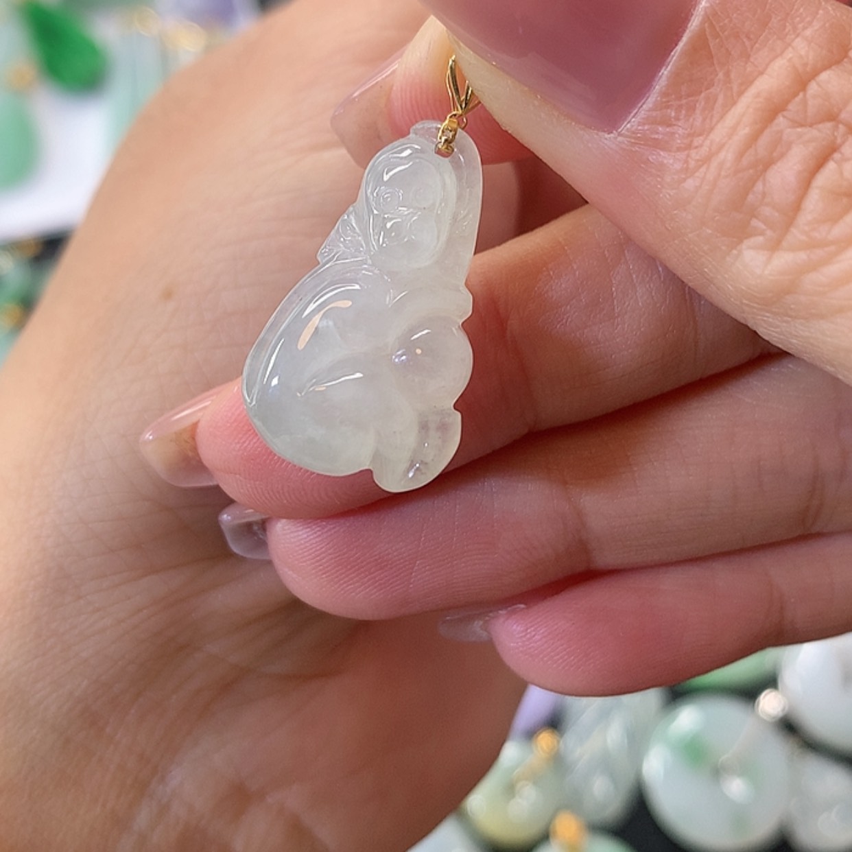 【闪购商品】翡翠吊坠(赠链)18K金镶嵌