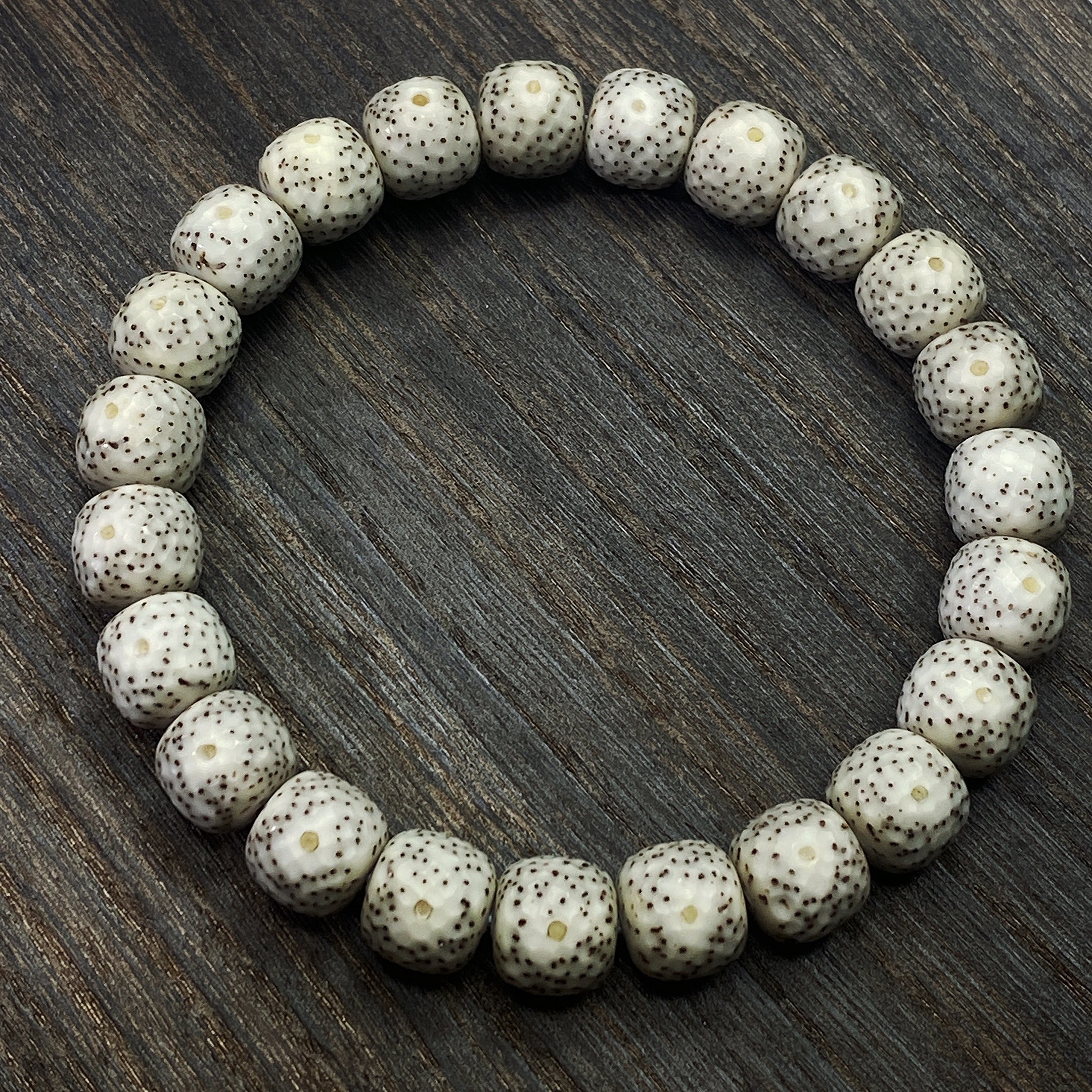 海南星月菩提星点货雕刻款单圈手串