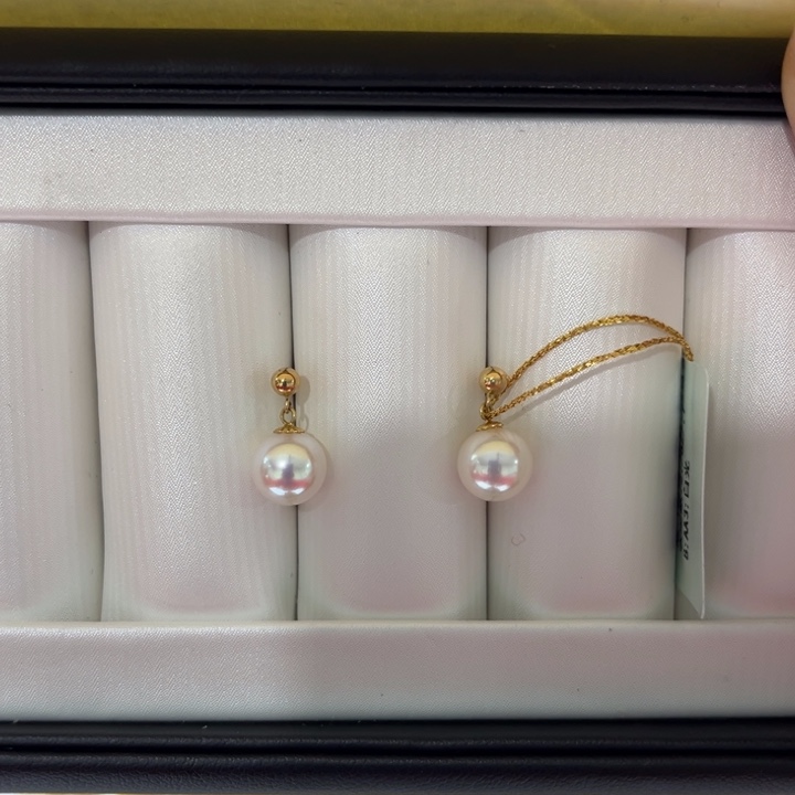 海水珍珠漏AK灵动耳坠7-8mm18K金镶嵌