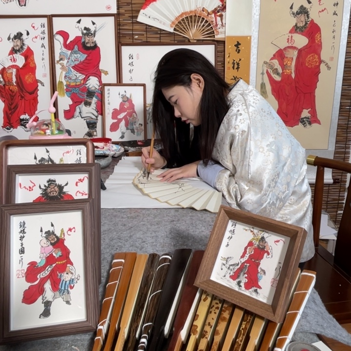 六***头国画李老师李老师宣纸