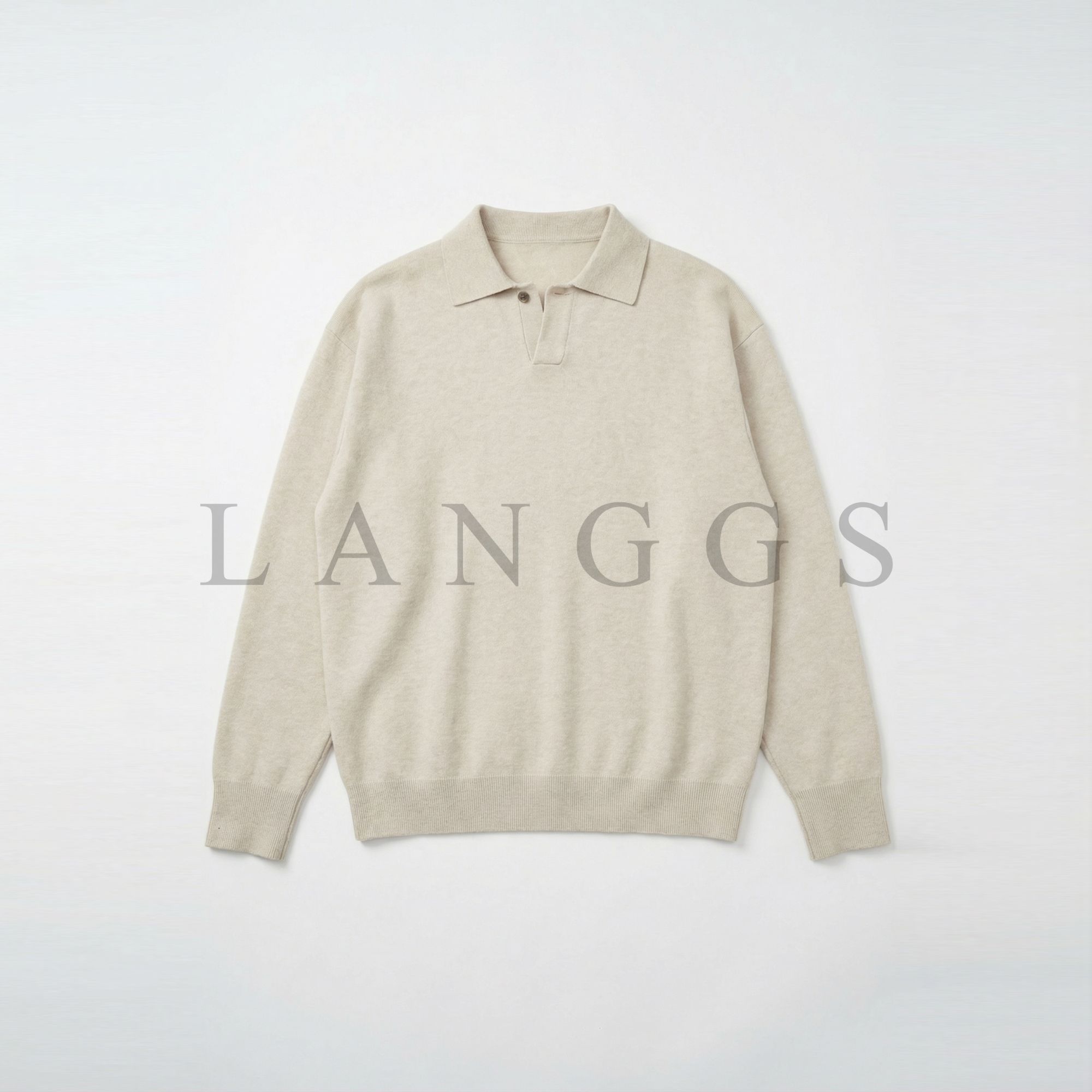 LANGGS&李雪岩 『太妃糖』25冬季polo领羊毛混纺设计感毛衣-M5663