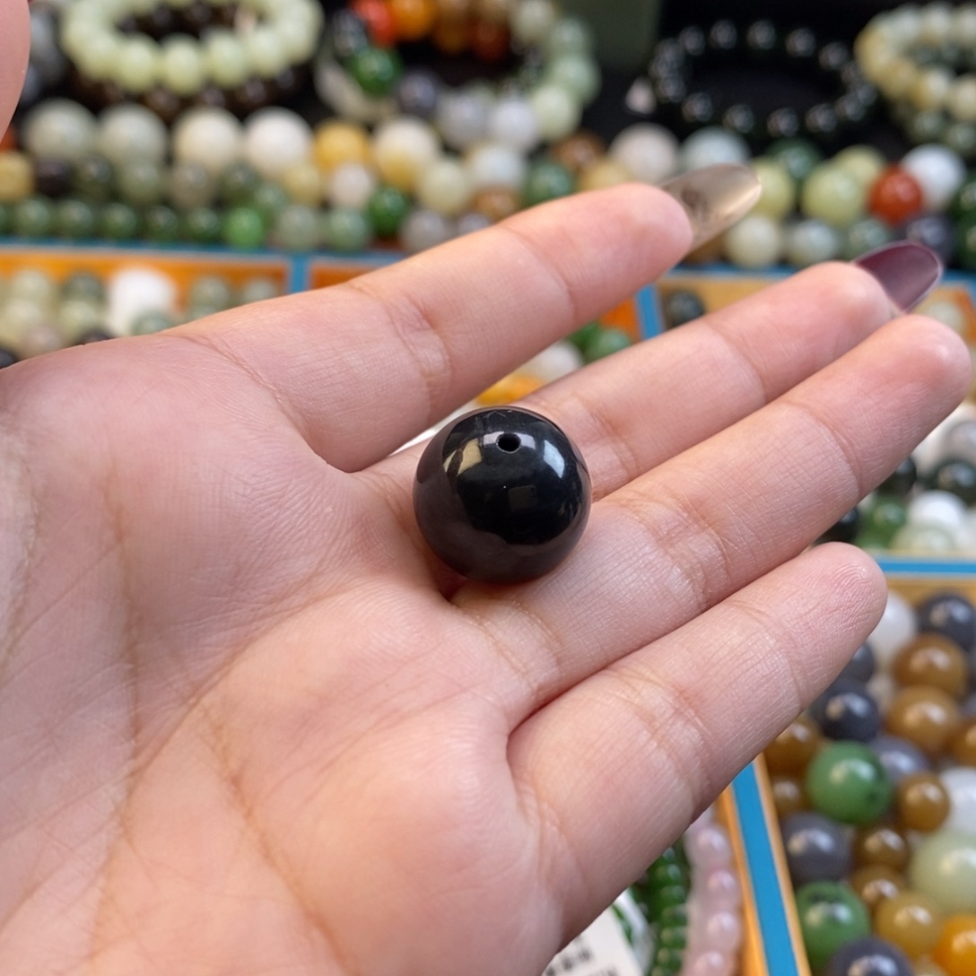 和田玉手串未镶嵌福利聚墨青花z 16