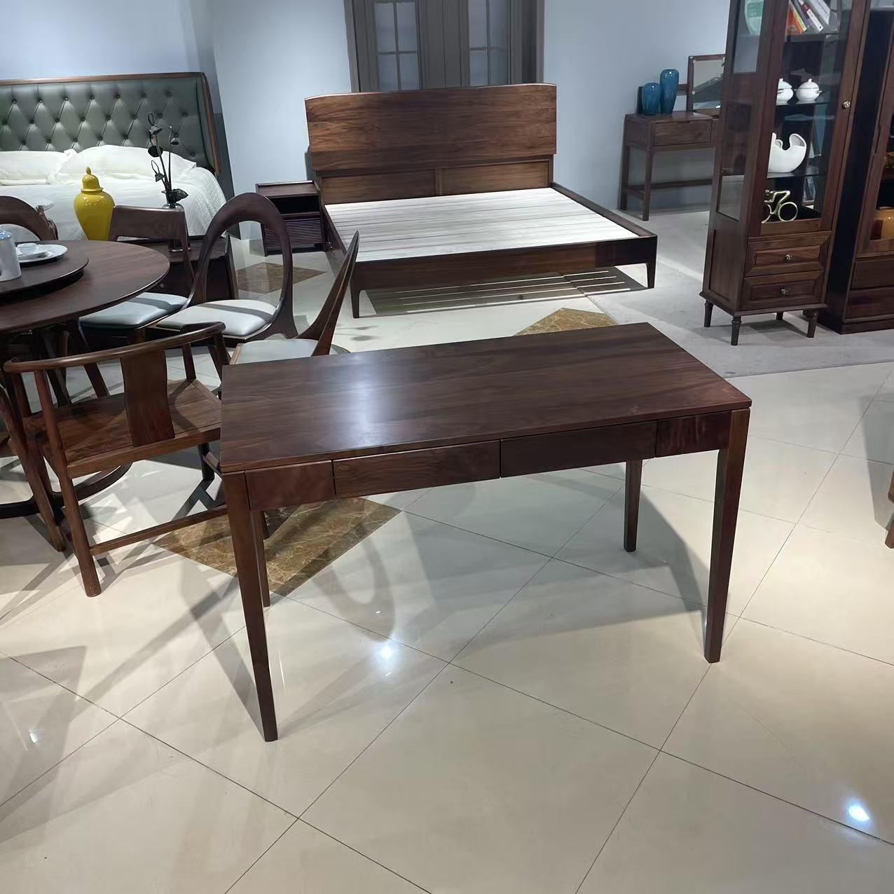 【北美黑胡桃木】学习桌书桌新中式简约桌椅办公原木色原木色（ZB）