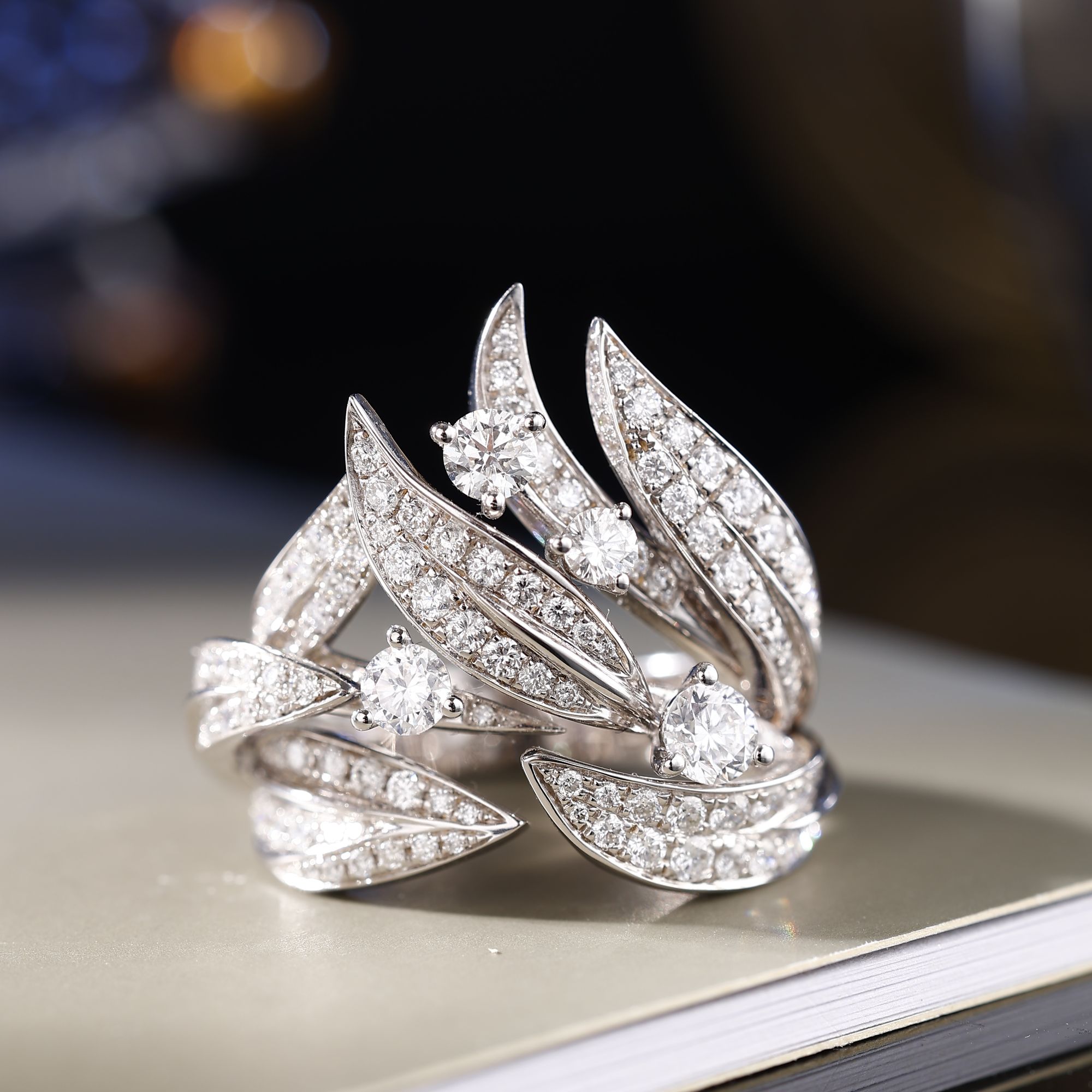 18K金满钻月桂戒指 CZ (定制品质48小时鉴赏期)