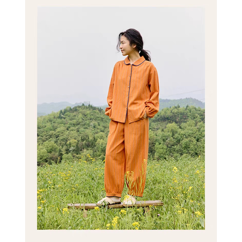 【海城朵朵】朵朵可可 252-032 睡衣女2025秋冬翻领家居服套装