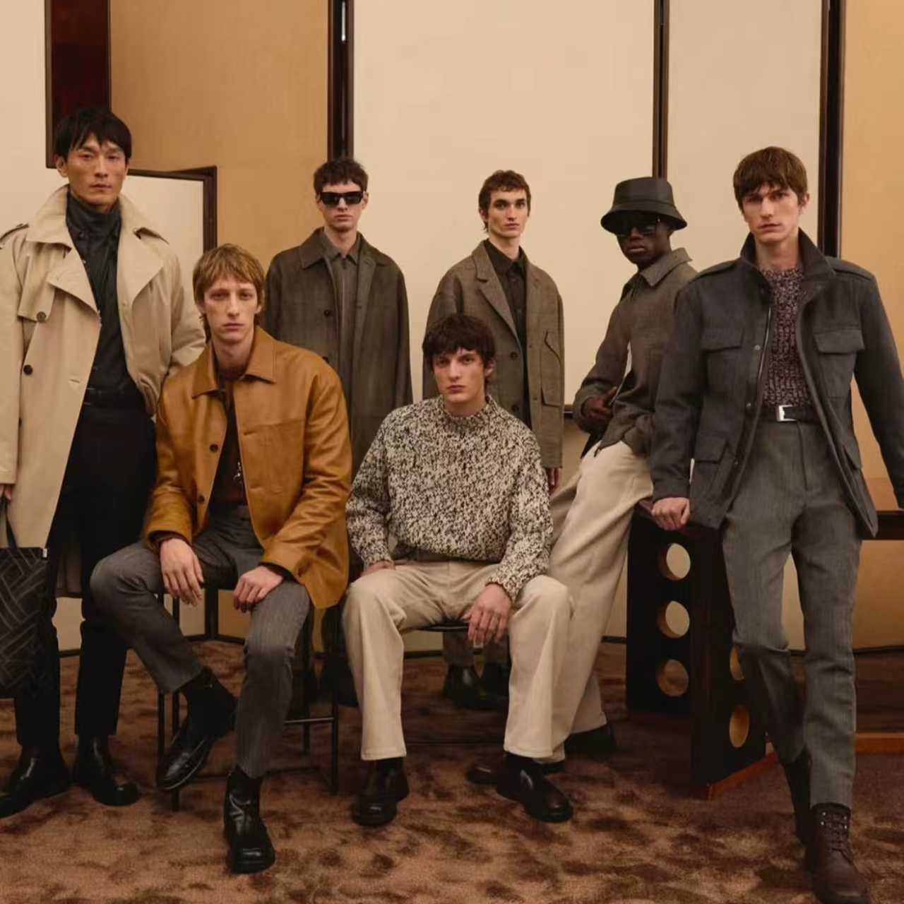 官方款号【QC3001】男士高奢老钱风时尚百搭棉服夹克外套