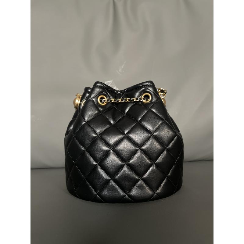 时尚潮流真皮新款女包小手提包 10633 黑色小水桶