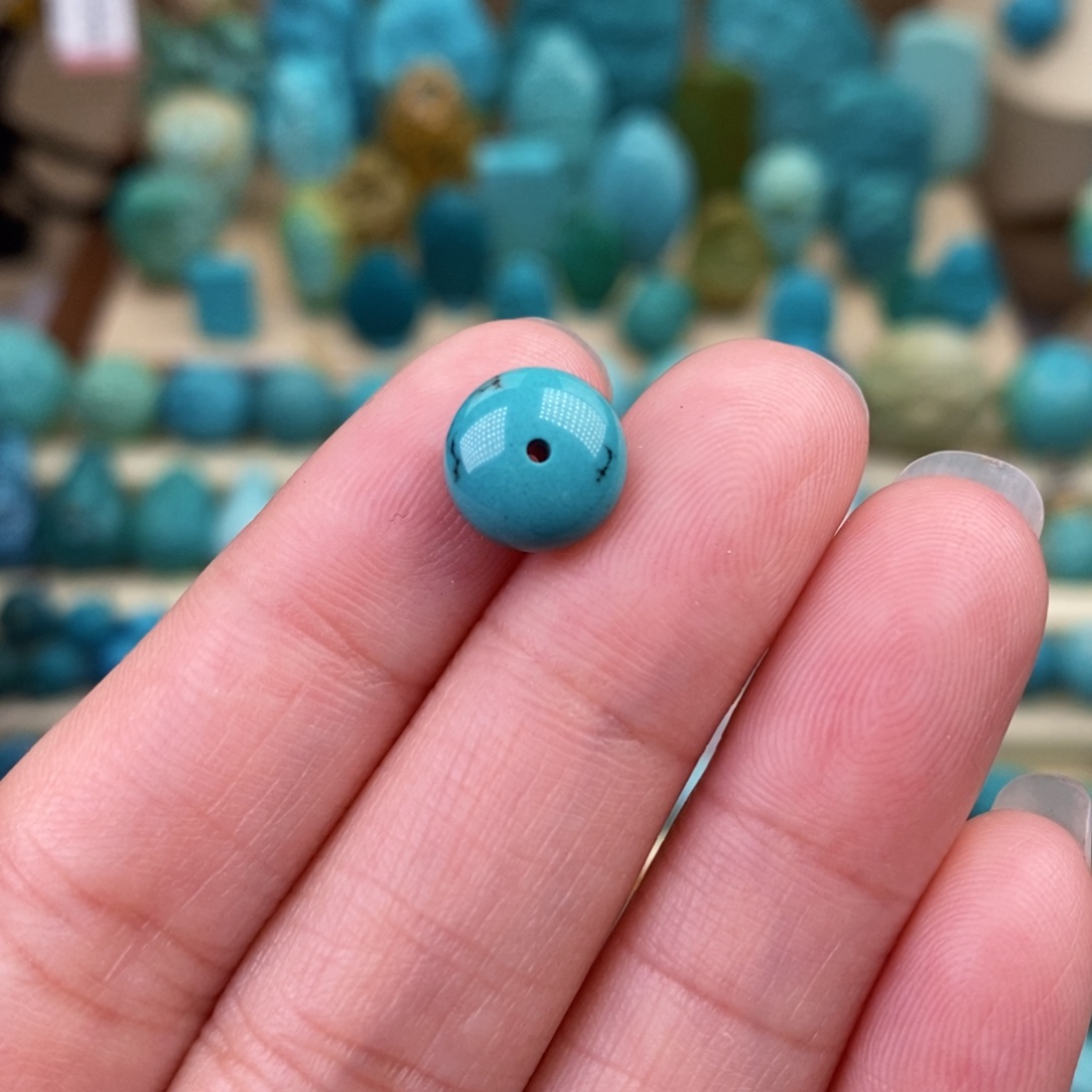 绿松石珠宝奇石未镶嵌9.5mm