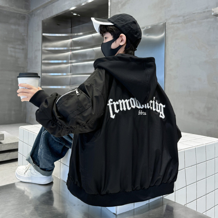 【现货发】男童秋季冲锋衣外套2025新款中大童男孩棒球服连帽长袖