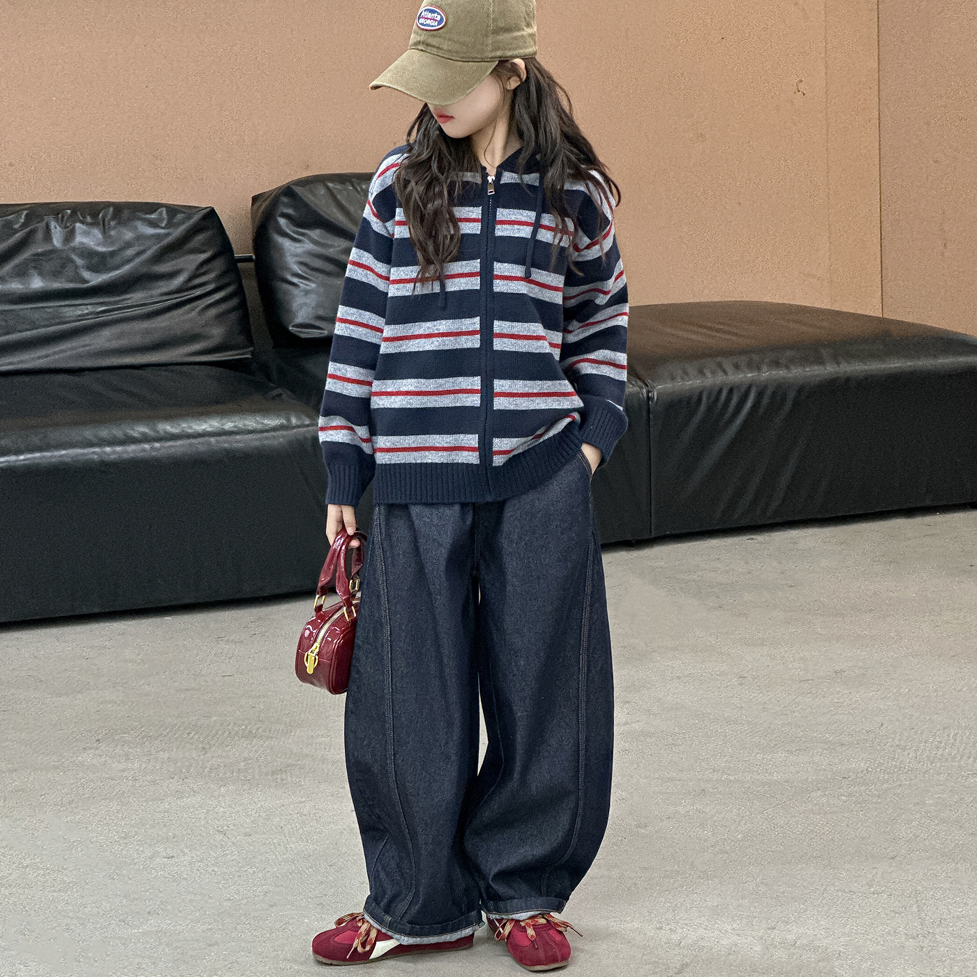 女童中大童春秋牛仔裤2025新款童装儿童秋装休闲百搭宽松阔腿裤子