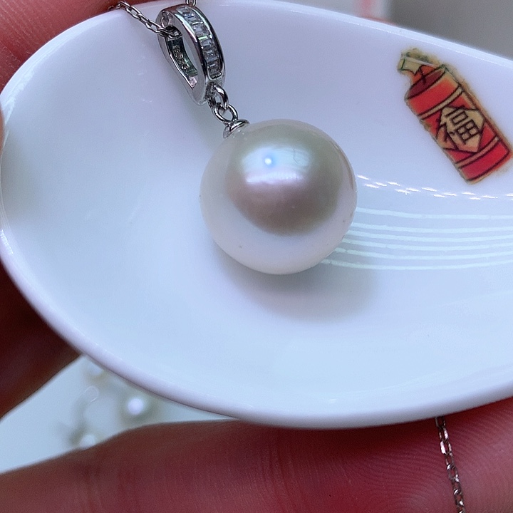 银S925镶嵌耳饰淡水珍珠