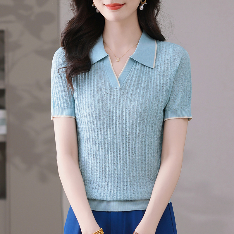 2025新款夏季女装翻领显瘦气质洋气时尚百搭薄款宽松77133