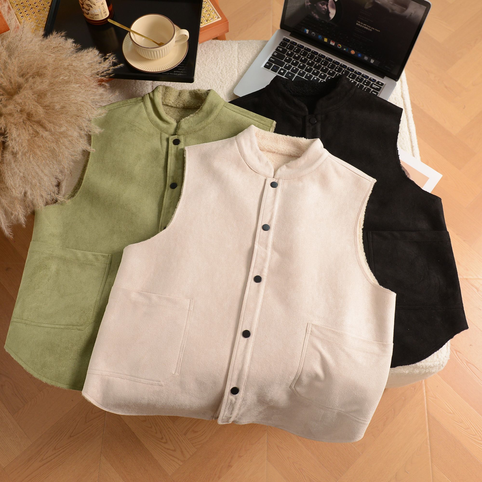 【暖呼呼】麂皮绒加绒马甲A6663