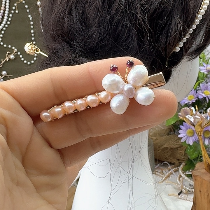 淡水珍珠发饰银S925镶嵌