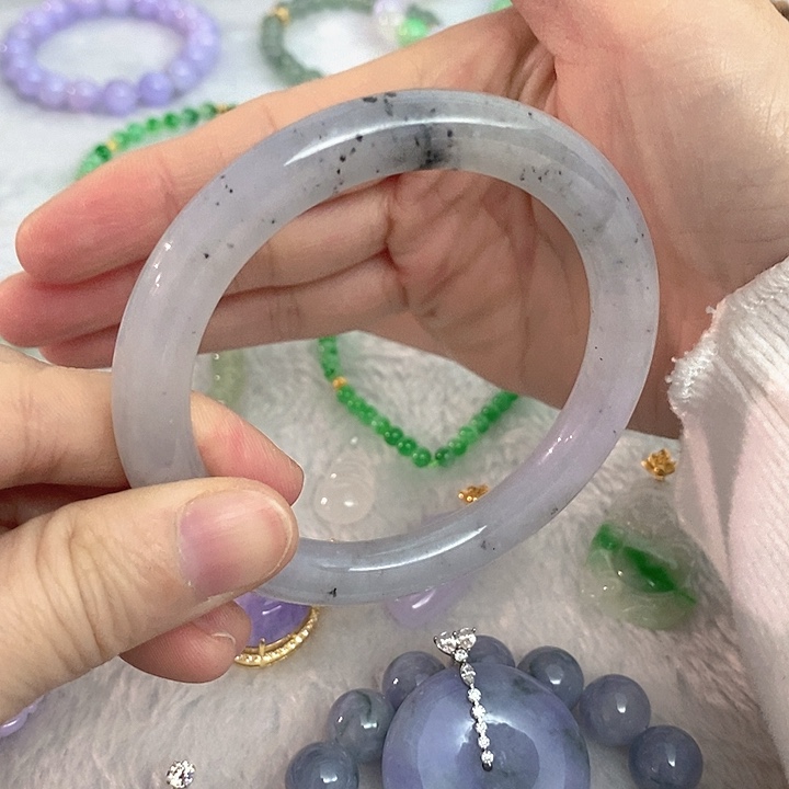 翡翠未镶嵌手镯冰乌鸡圆条55