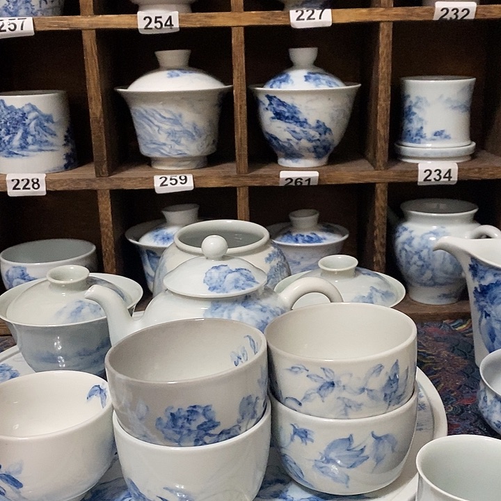 活****3釉下青花瓷器瑕品杯5个