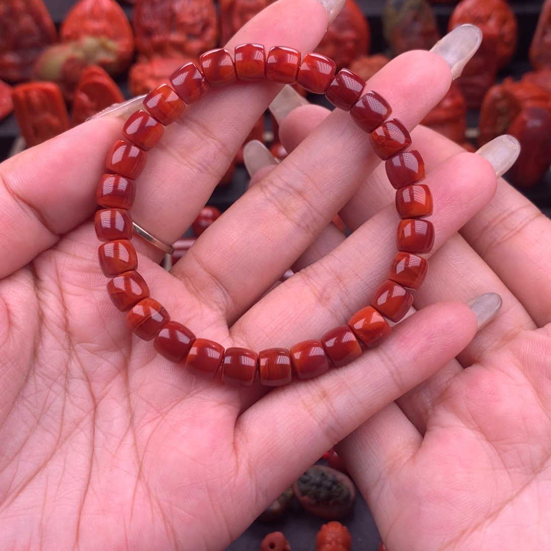 南红玛瑙南红川料直切手串7.7mm未镶嵌