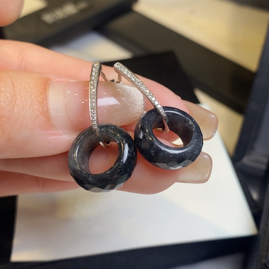 翡翠耳饰18K金镶嵌甜甜圈