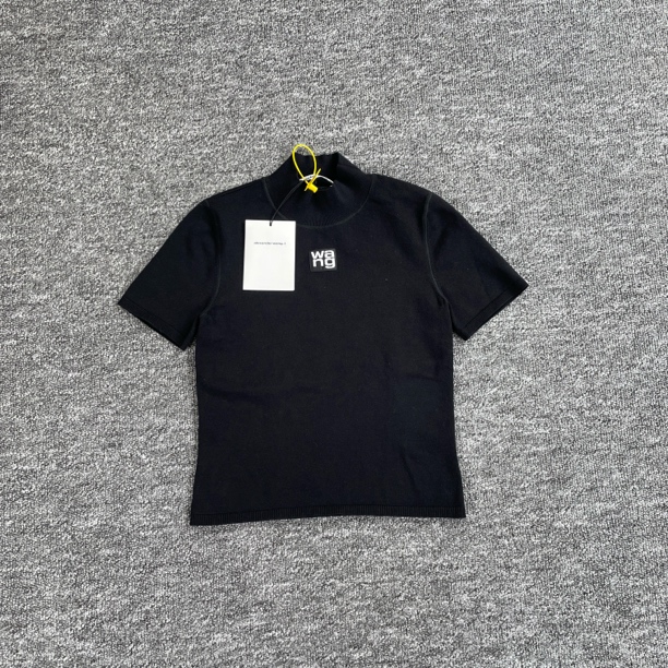 8518/8527/alexander wang 黑色Logo针织短款短袖/S-M码/全新带吊