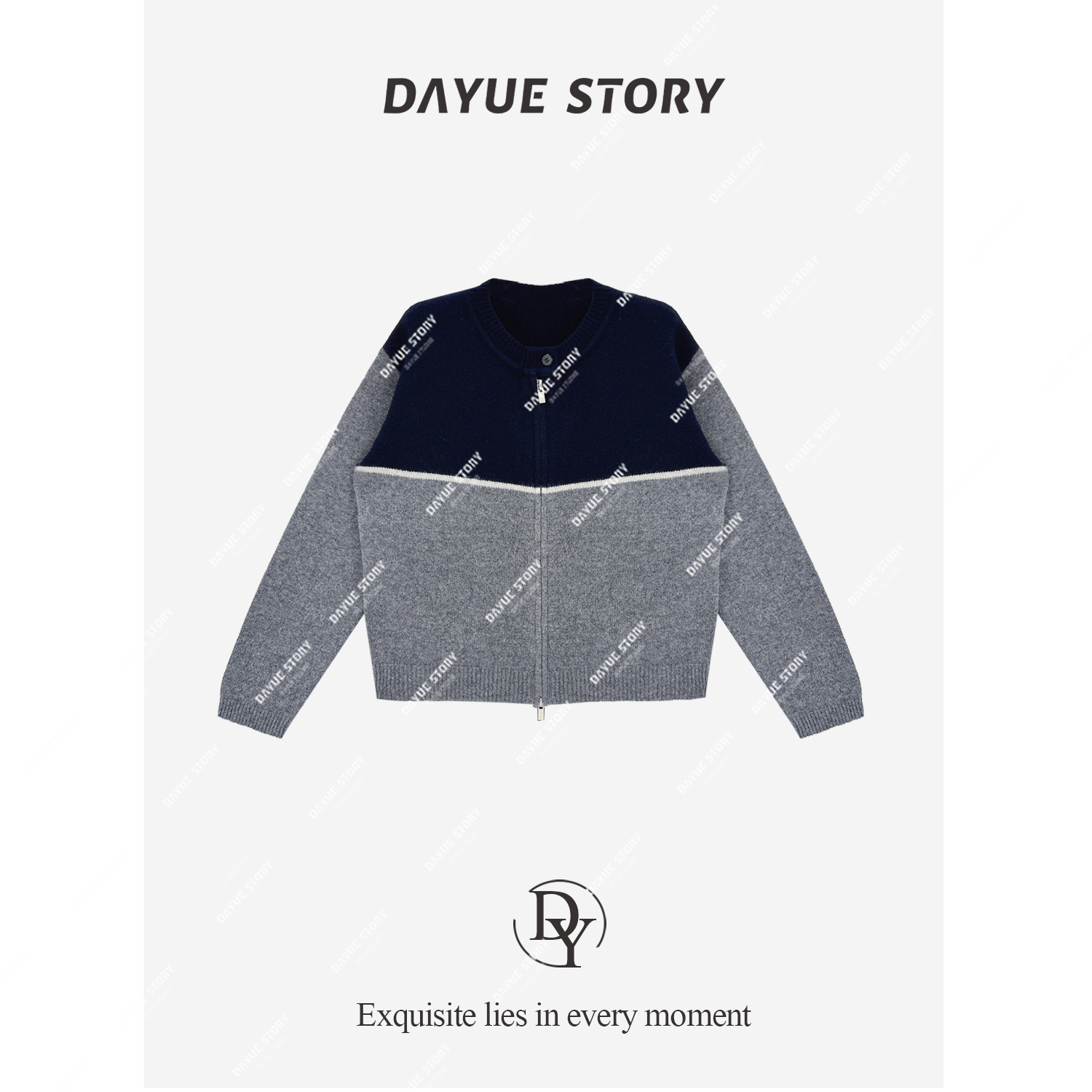 DAYUE【巴黎旧事】简而随性~暖糯亲肤全羊毛!韩版拼色百搭毛针织衫