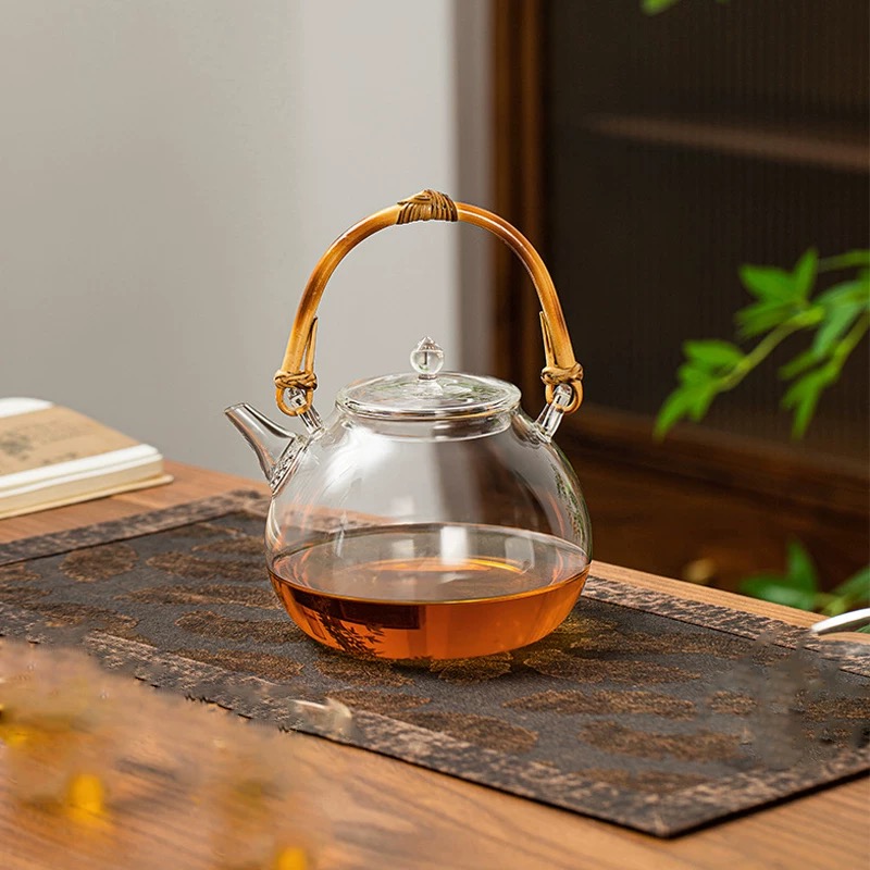 高硼硅玻璃提梁壶明火电陶炉可用烧水壶茶具大容量耐热兰亭壶