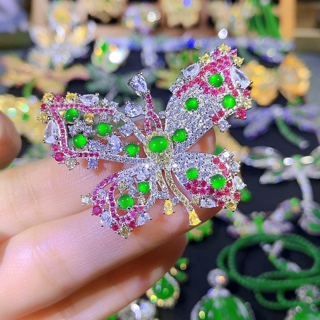 吊坠(不含链)银S925镶嵌翡翠