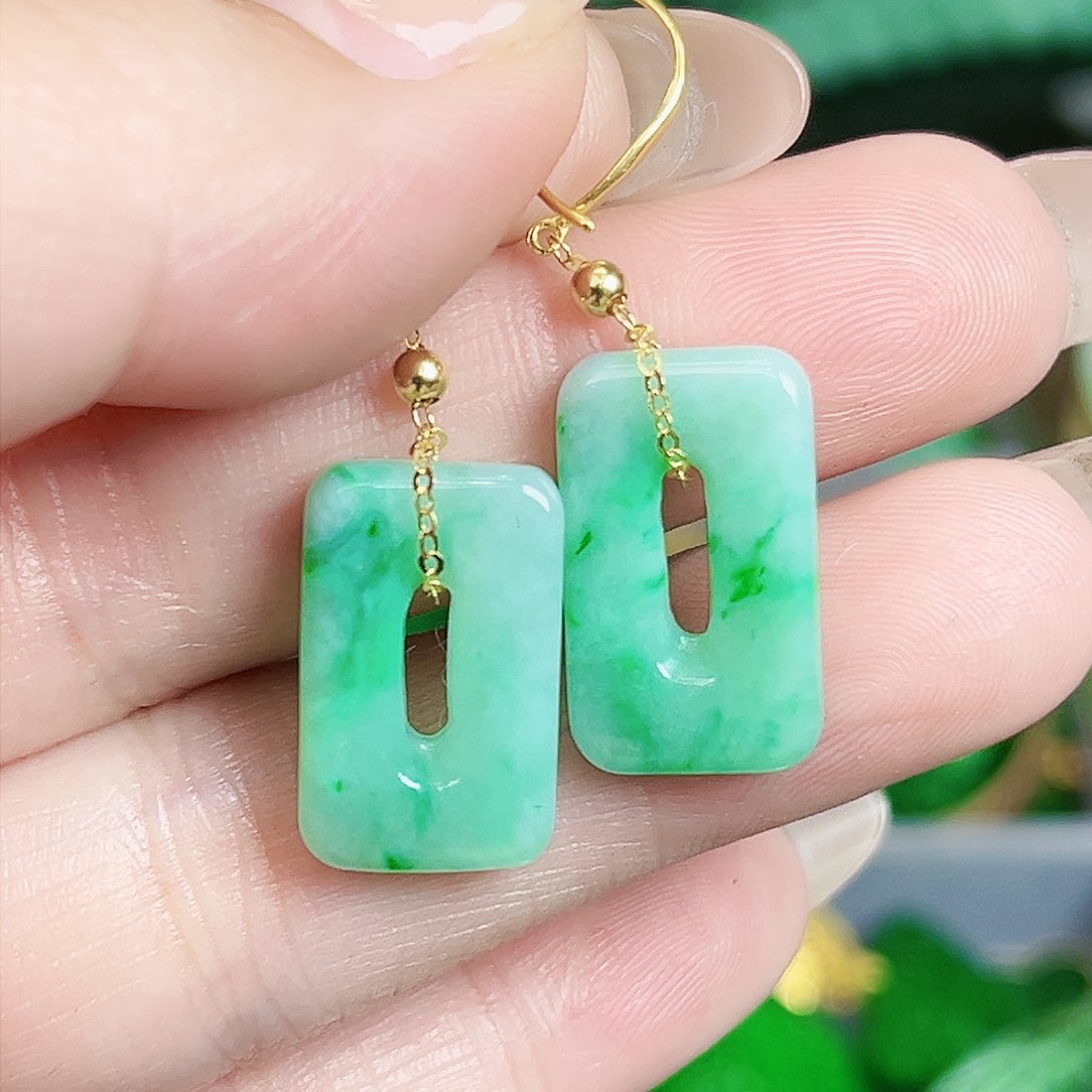 翡翠颈饰18K金镶嵌耳饰