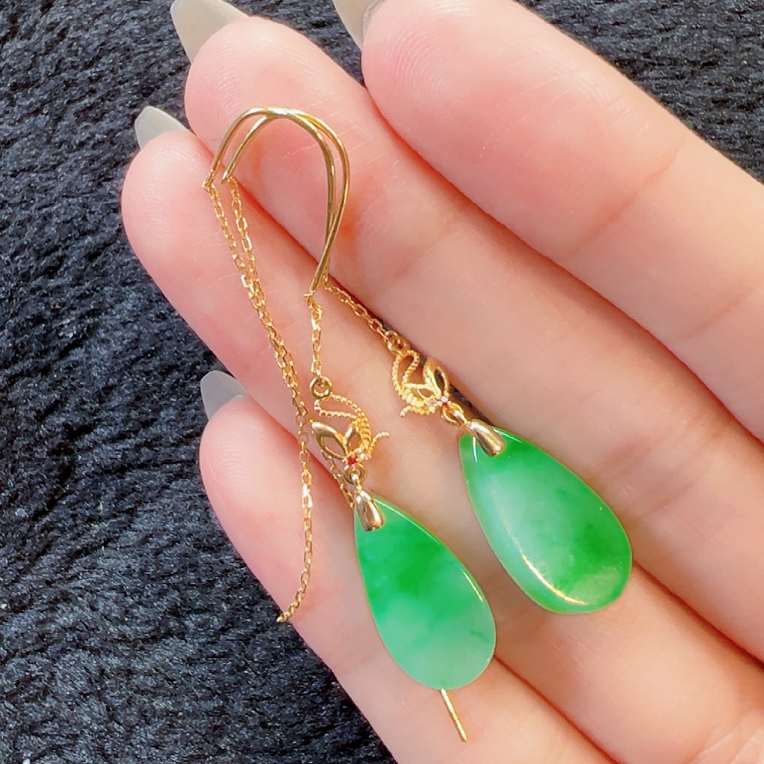 18K金镶嵌翡翠耳饰【福利款】签收后24小时鉴赏期