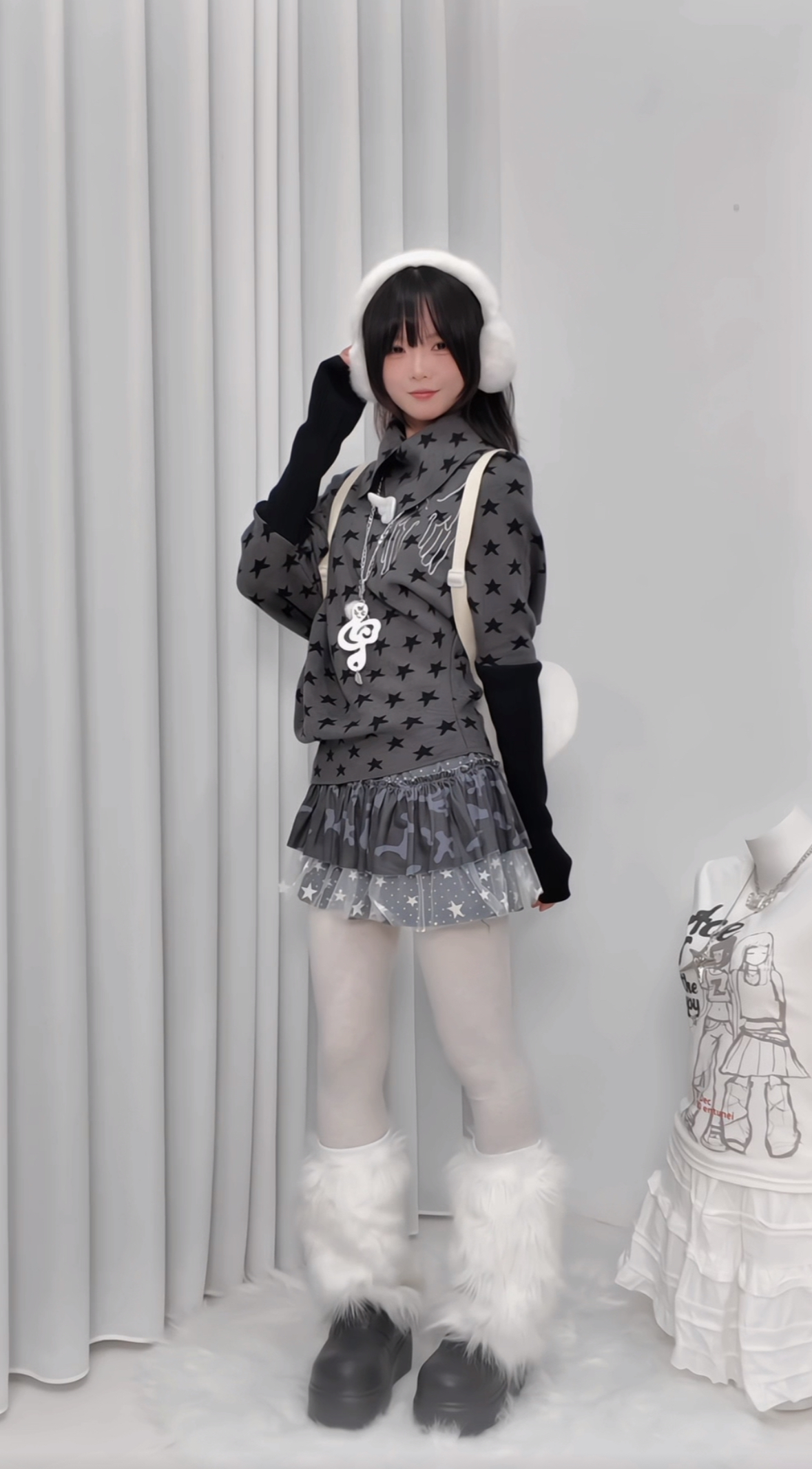 【Tor刺尾】春日野天使翅膀堆上衣➕裙子韩系轻亚不规则星星内搭长袖