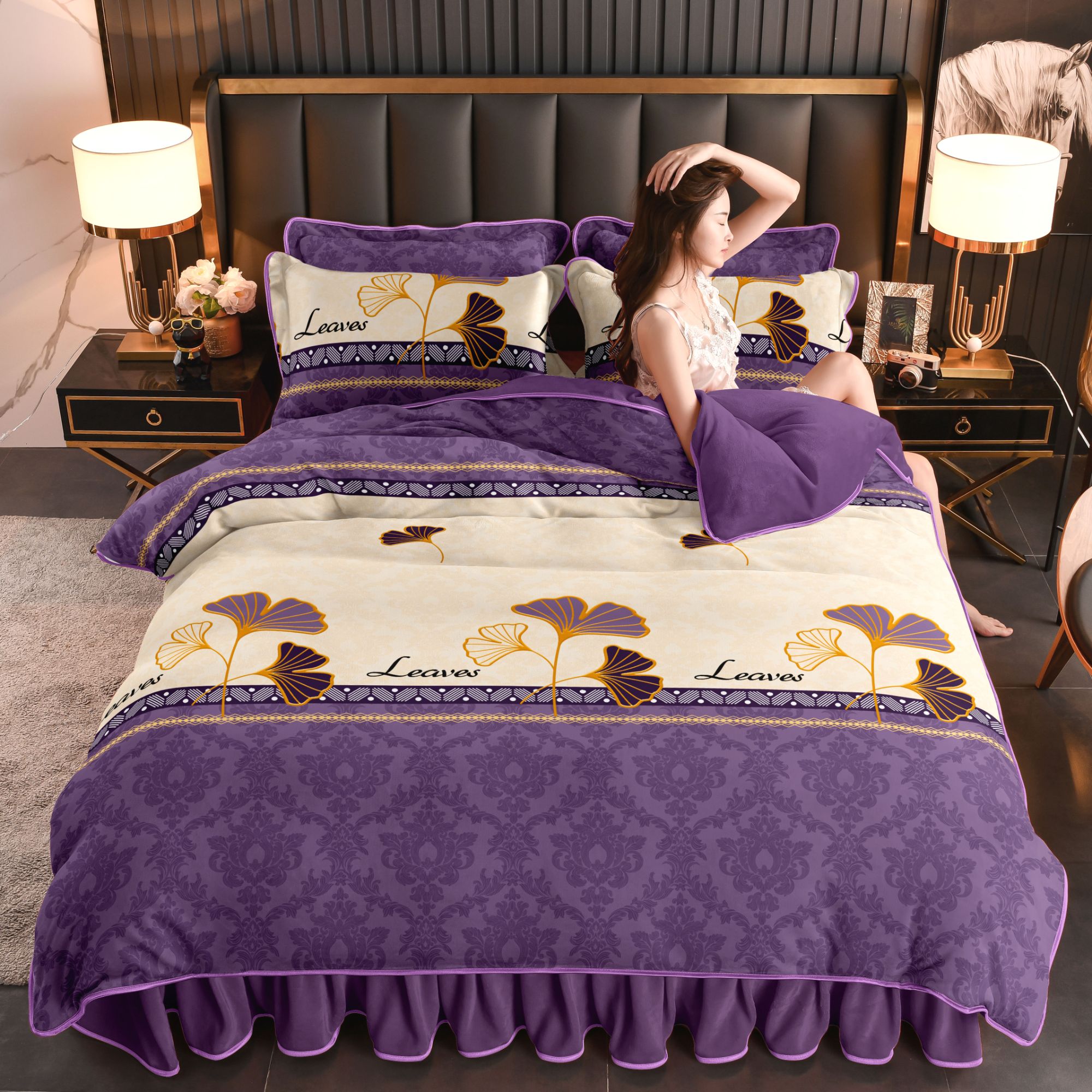 WDDS新款秋冬加厚牛奶绒床群四件套高克重保暖四件套双面加绒被套