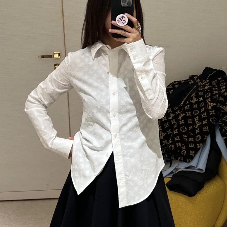 未使用 LouisVuitton/路易威登 汤/P235400680/暗纹满ogo衬衫 36