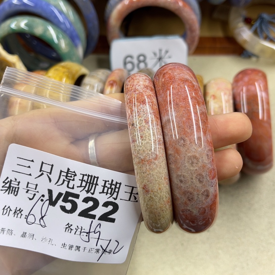 上***角硅化珊瑚（珊瑚玉）未镶嵌h