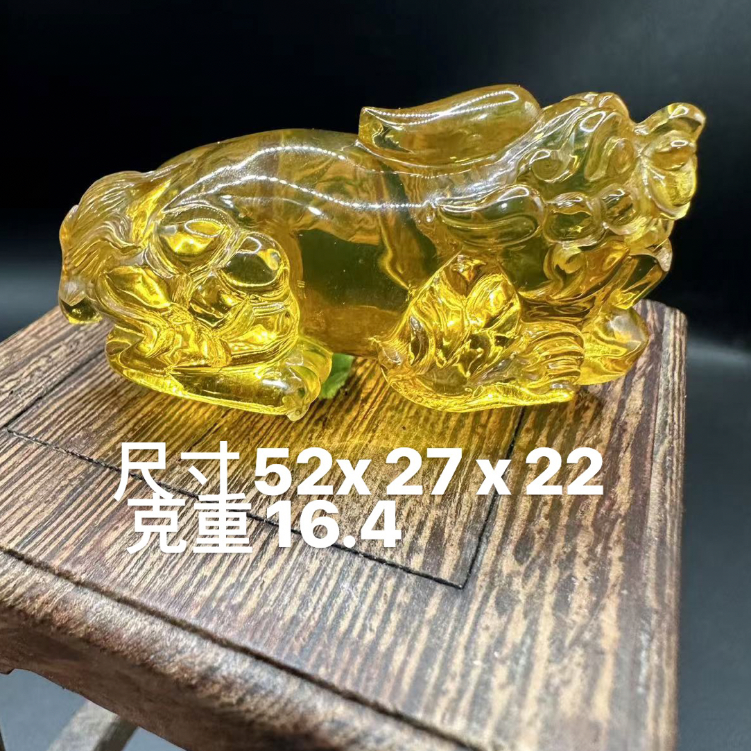 缅甸天然琥珀蓝珀雕刻貔貅吊坠挂件