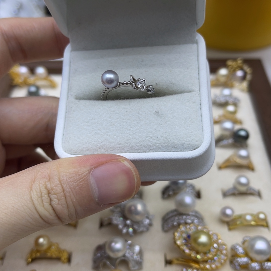 银S925镶嵌戒指海水珍珠