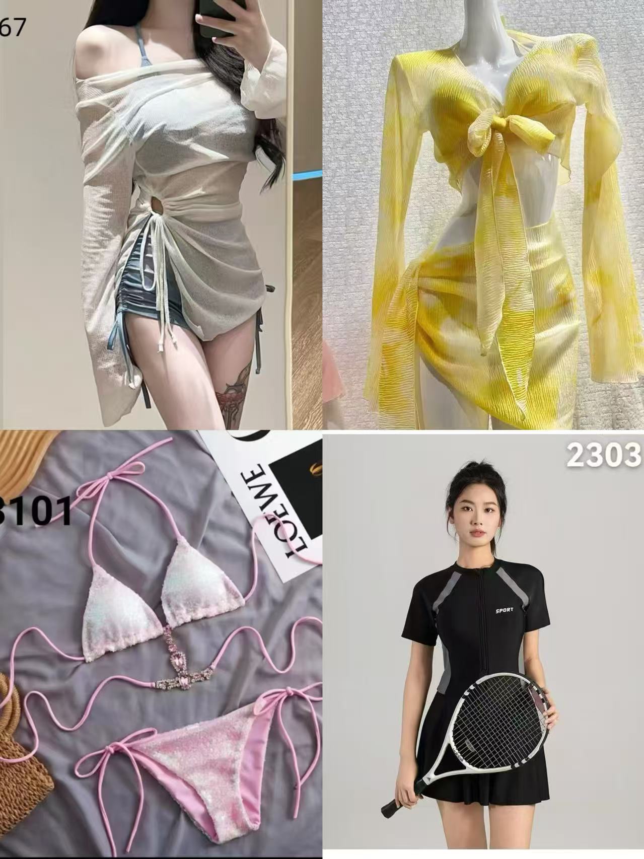 （孤品泳衣）比基尼泳衣女2025新款蓝色分体罩衫三件套性感