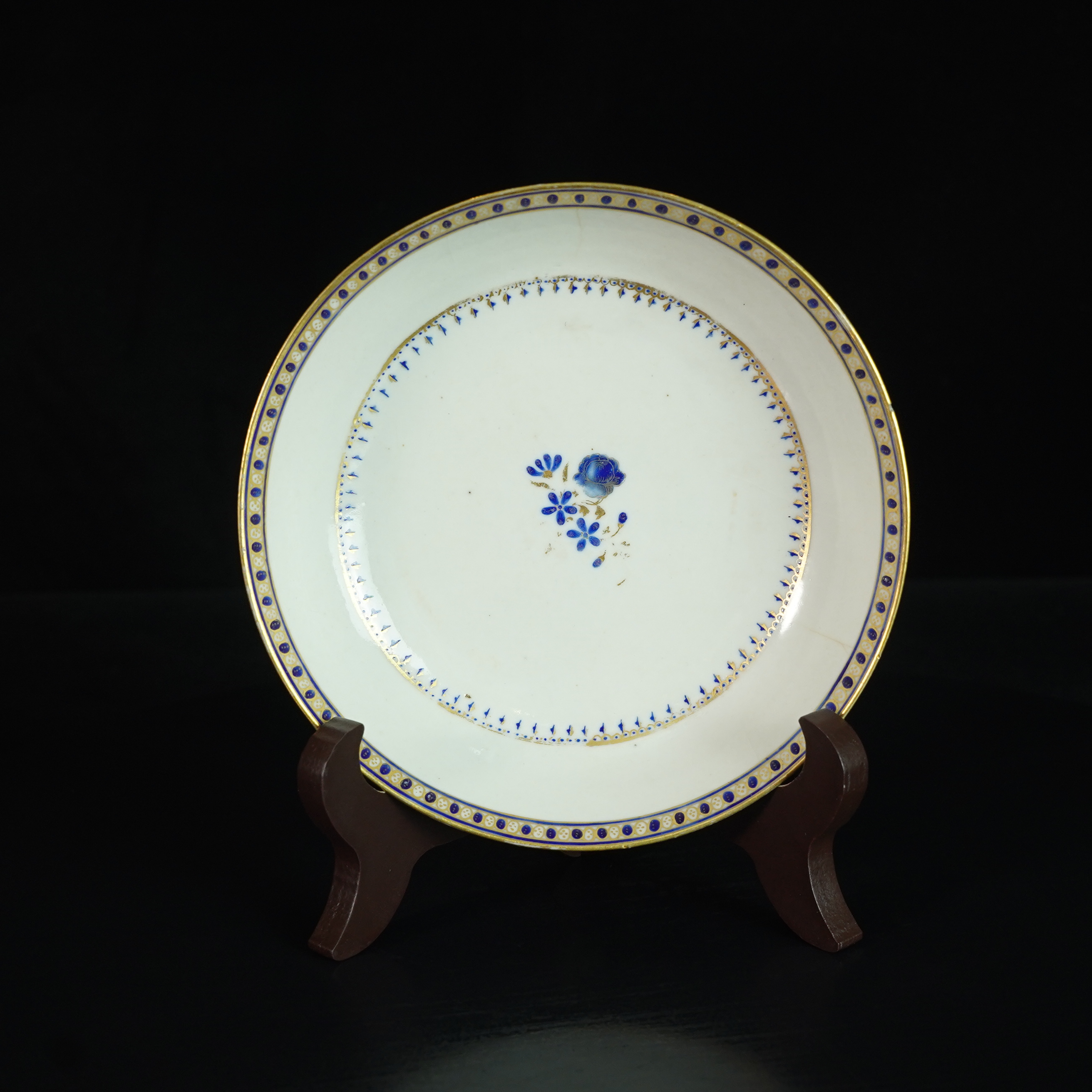 LABC250215007【十竹斋】清乾隆广彩花卉纹盘