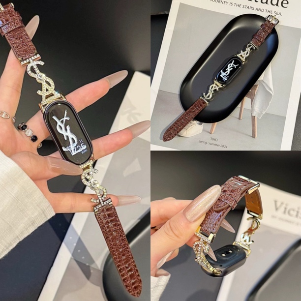 【7VS满钻皮】适用于小米手环10NFC表带新款荔枝纹皮9陶瓷版8高级感