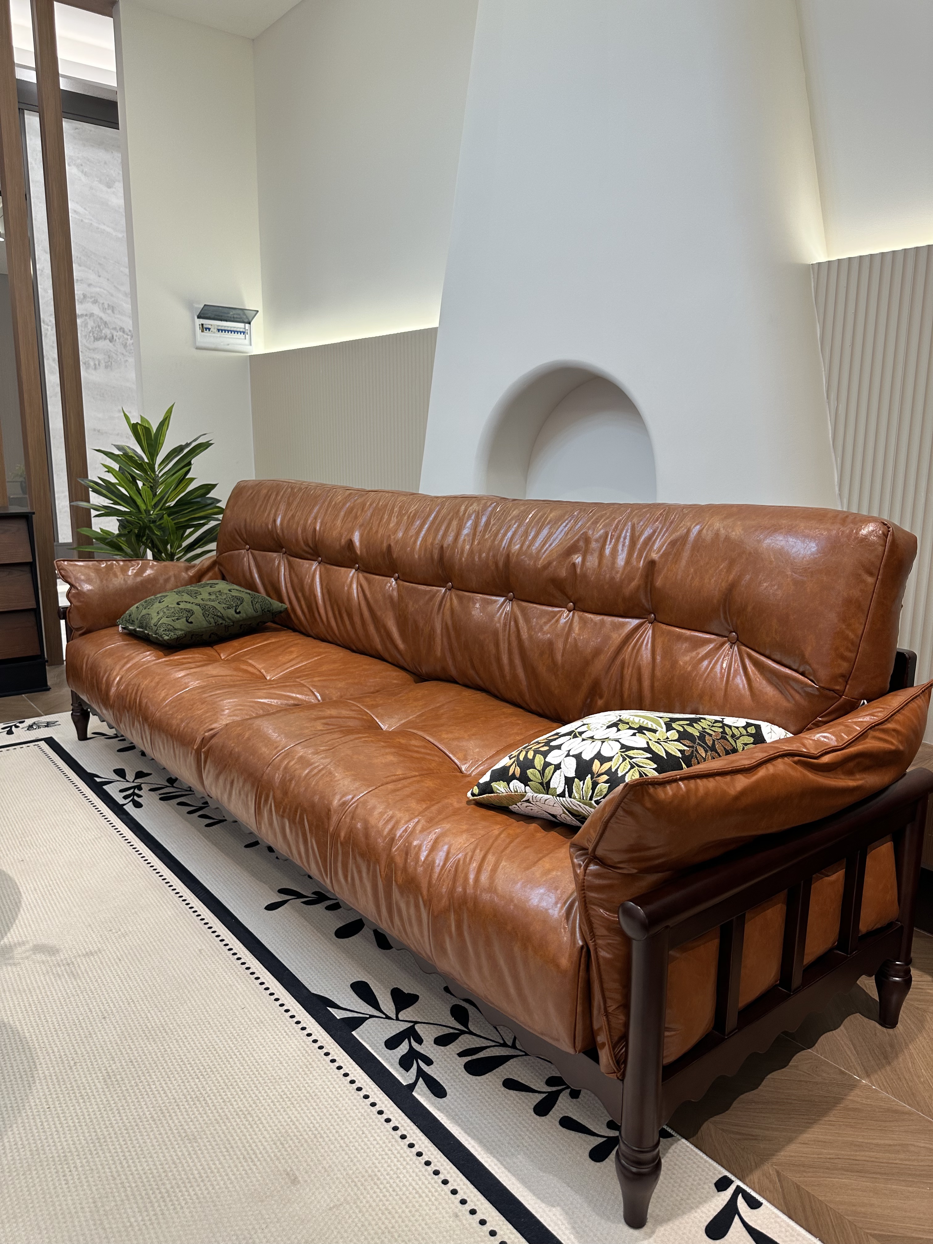 F01沙发#中古风意式极简复古移动全皮客厅皮艺超纤家用沙发皮沙发