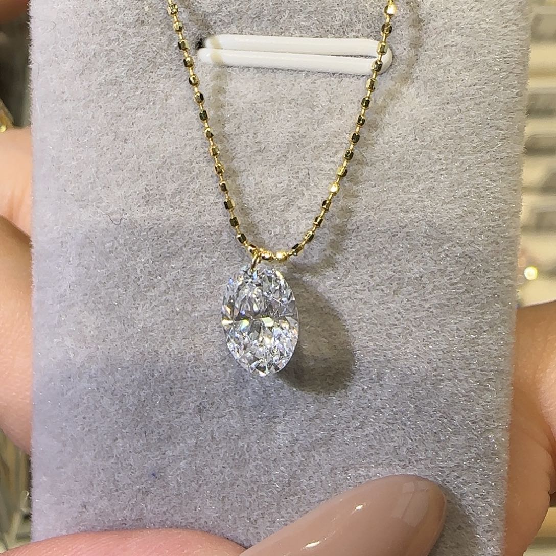 实验室培育钻石18K金镶嵌美神椭圆项链1卡
