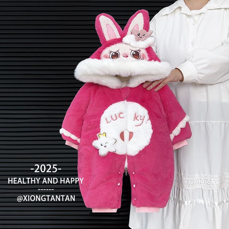 衣服连体衣冬装加厚保暖婴儿可爱宝宝超萌加绒哈衣冬季外出服爬服