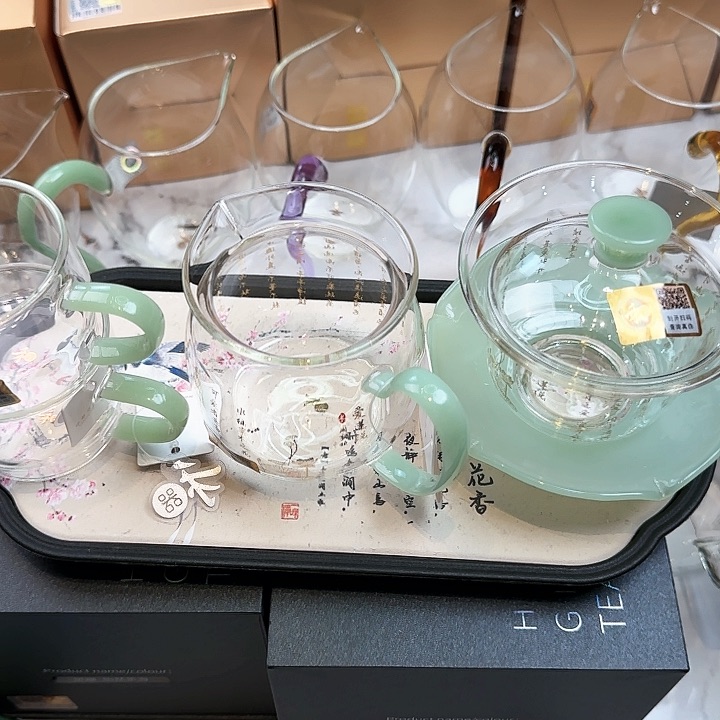 禾器爱莲说禾荷盖碗加美满爱莲说加对杯