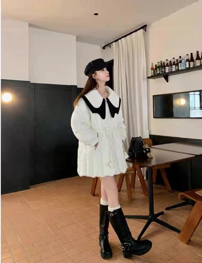 娃娃领中长款宽松休闲洋气减龄设计感外套