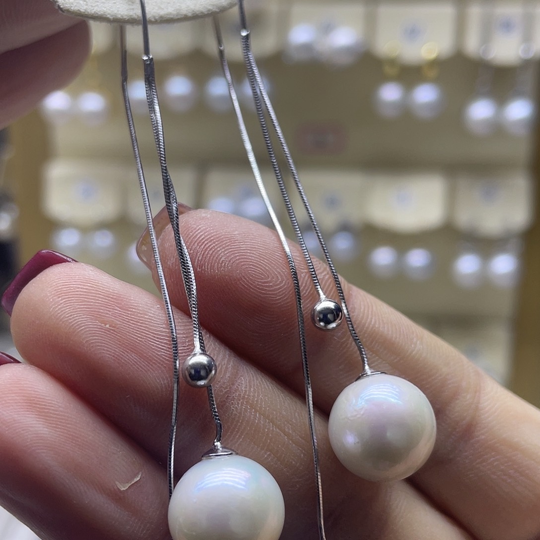 淡水珍珠耳饰银S925镶嵌