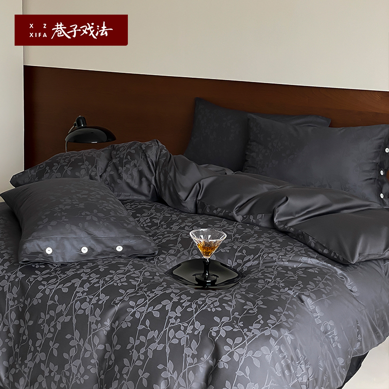 巷子戏法100支A类全棉提花四件套轻奢长绒棉床上用品纯棉床单床笠