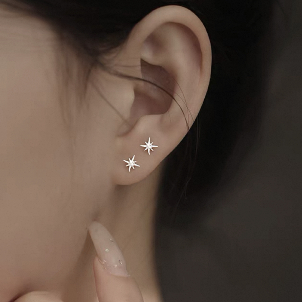 足银耳饰 雪花耳钉女简约百搭养耳洞时尚气质耳饰